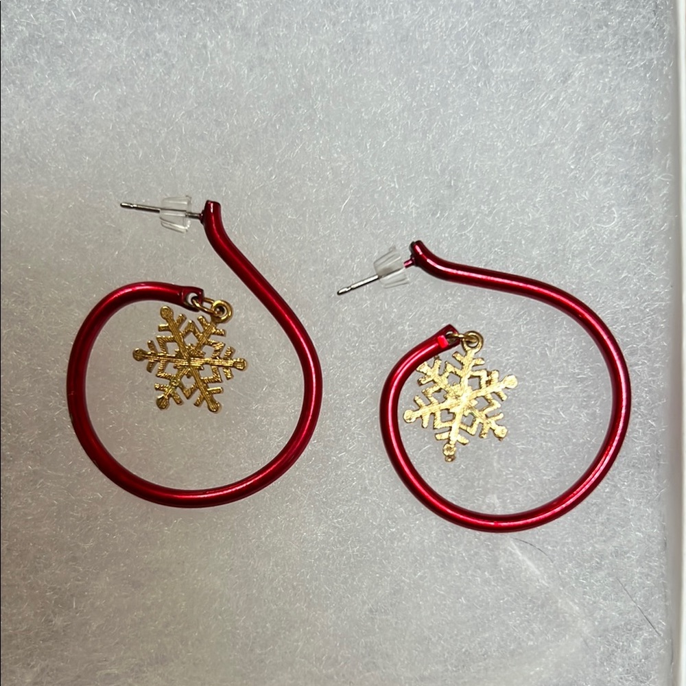 Elegant Red Snowflake Earrings Vintage Avon